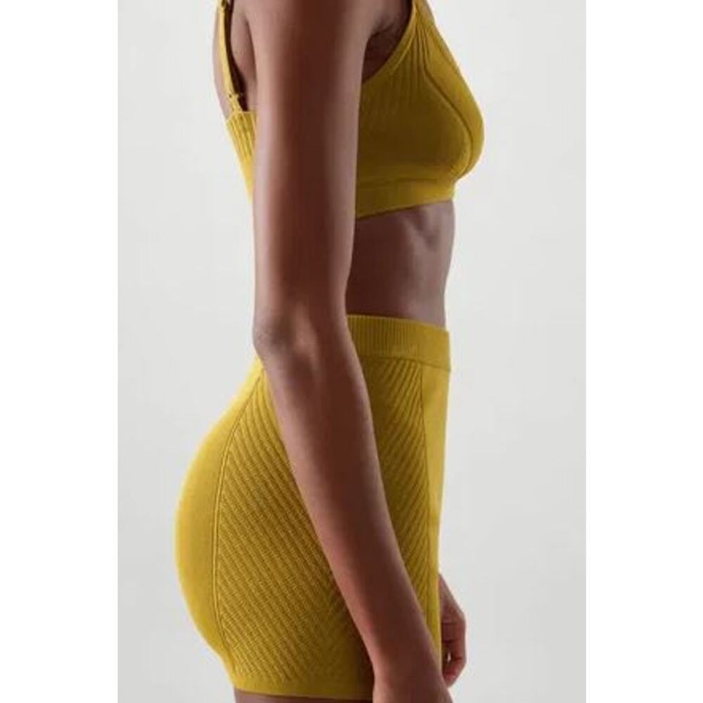 COS Ribbed High Waisted Cycling Shorts Mustard Womens Size Small - Picture 4 of 8